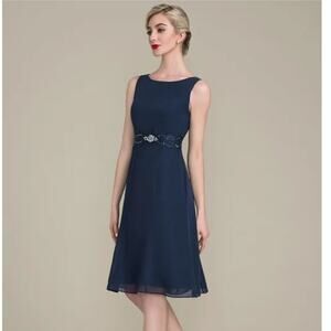 JJ's House Dress Womens Size 8 Wedding Special Occasions Embellished Navy NWT